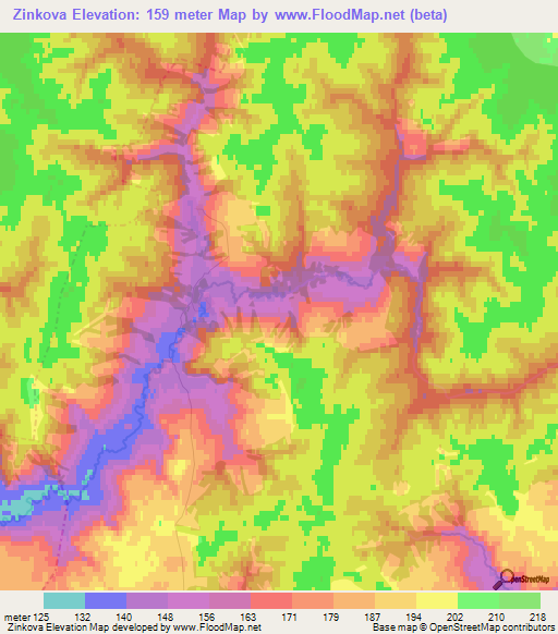 Zinkova,Russia Elevation Map