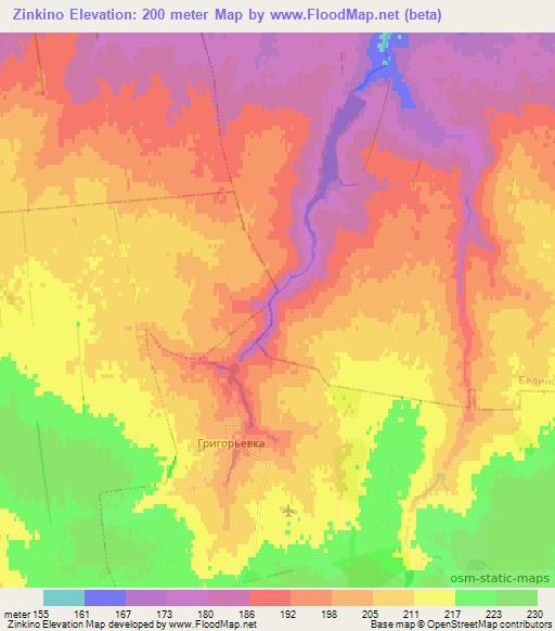 Zinkino,Russia Elevation Map