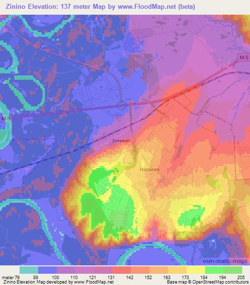 Zinino,Russia Elevation Map