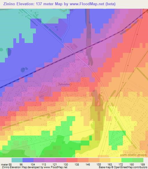 Zinino,Russia Elevation Map