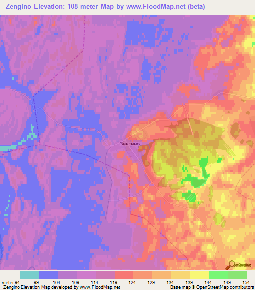 Zengino,Russia Elevation Map