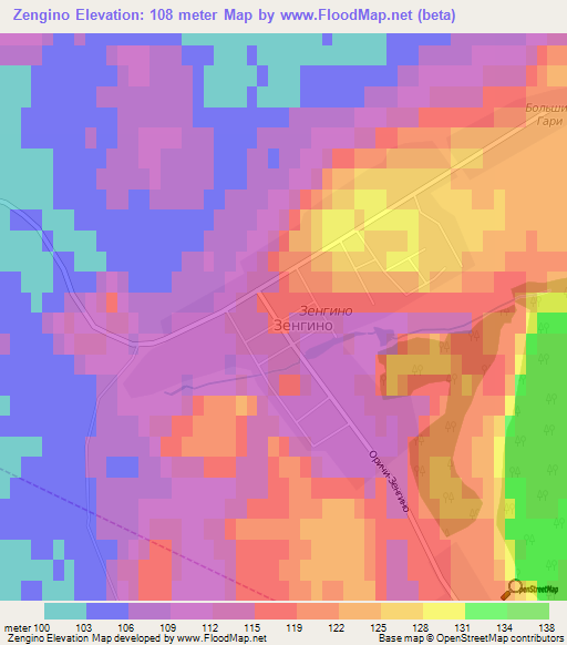 Zengino,Russia Elevation Map