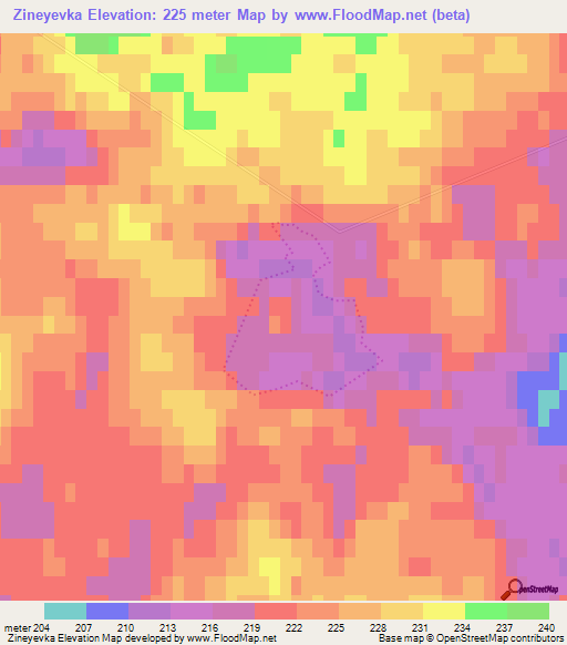 Zineyevka,Russia Elevation Map