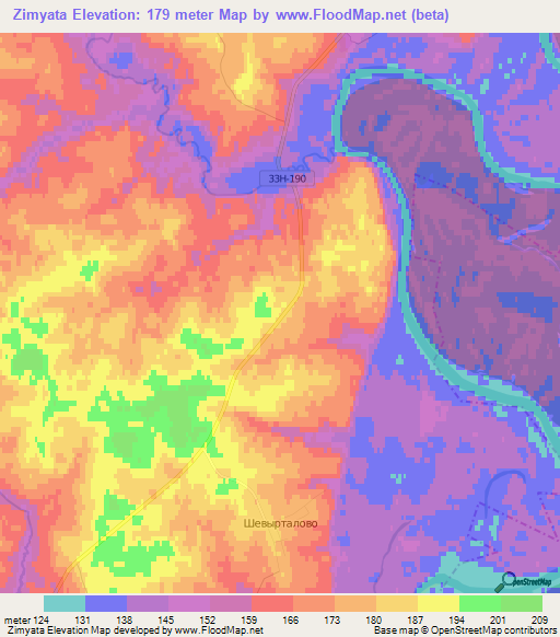 Zimyata,Russia Elevation Map