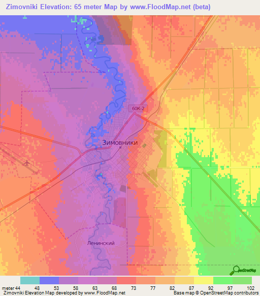 Zimovniki,Russia Elevation Map