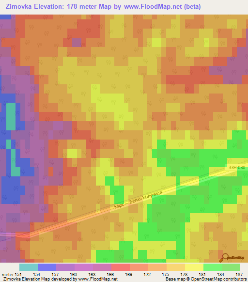 Zimovka,Russia Elevation Map