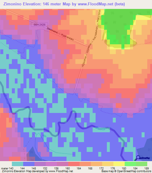 Zimonino,Russia Elevation Map