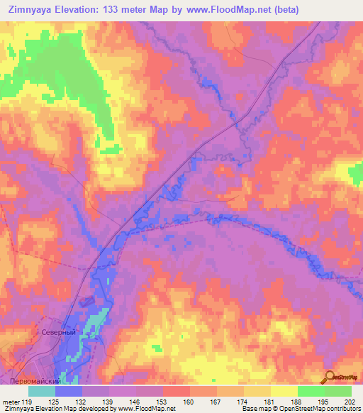 Zimnyaya,Russia Elevation Map