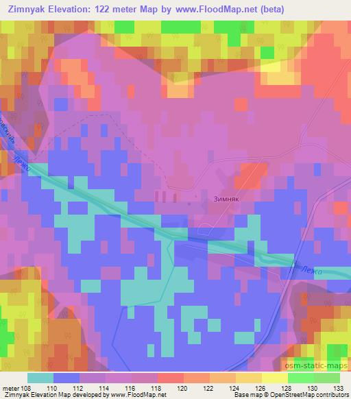 Zimnyak,Russia Elevation Map