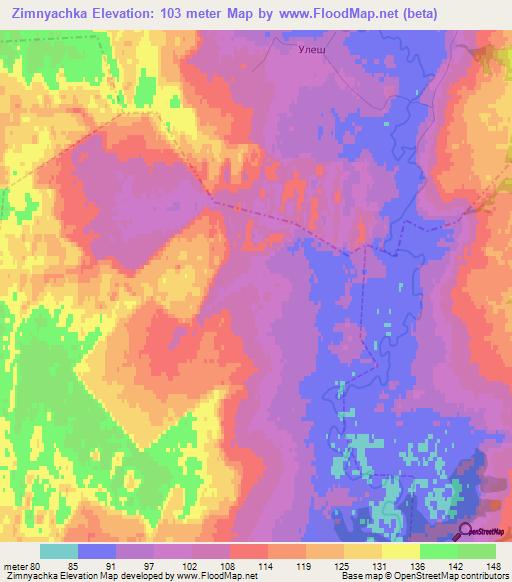 Zimnyachka,Russia Elevation Map