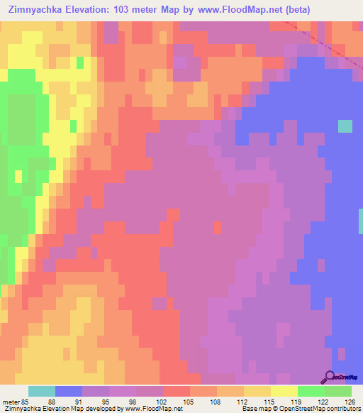 Zimnyachka,Russia Elevation Map