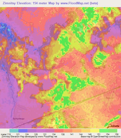 Zimnitsy,Russia Elevation Map