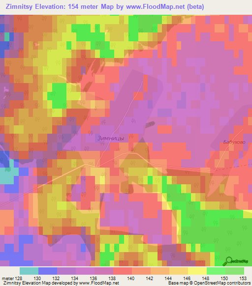 Zimnitsy,Russia Elevation Map