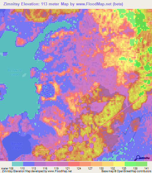 Zimnitsy,Russia Elevation Map