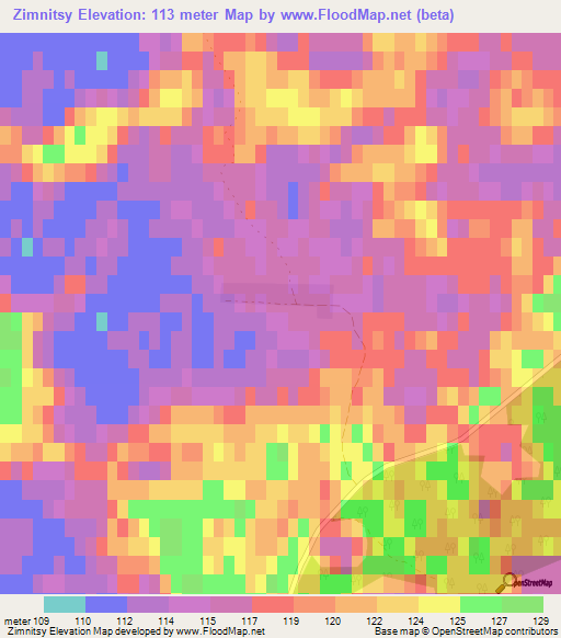 Zimnitsy,Russia Elevation Map