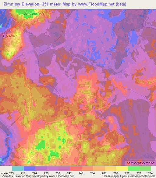 Zimnitsy,Russia Elevation Map