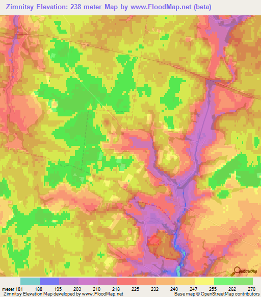 Zimnitsy,Russia Elevation Map