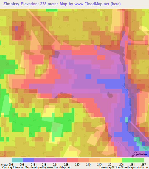 Zimnitsy,Russia Elevation Map