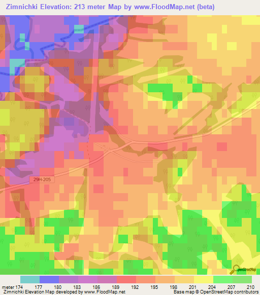 Zimnichki,Russia Elevation Map