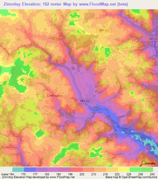 Zimnitsy,Russia Elevation Map