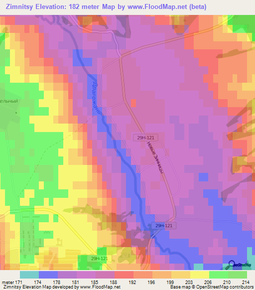 Zimnitsy,Russia Elevation Map