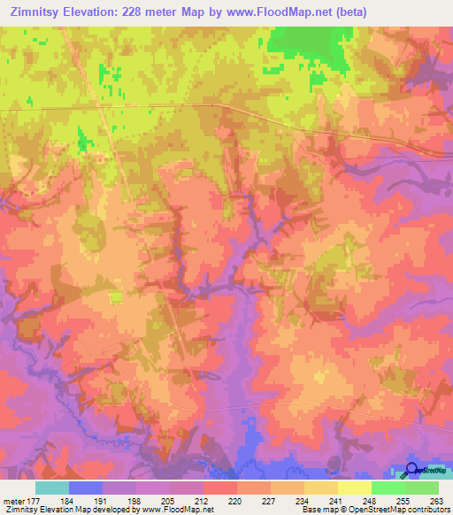 Zimnitsy,Russia Elevation Map