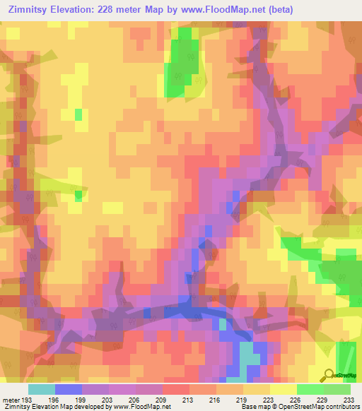 Zimnitsy,Russia Elevation Map