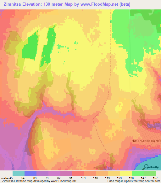 Zimnitsa,Russia Elevation Map