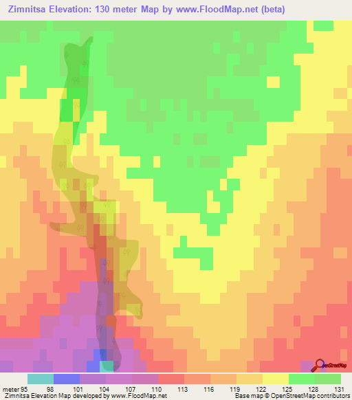 Zimnitsa,Russia Elevation Map