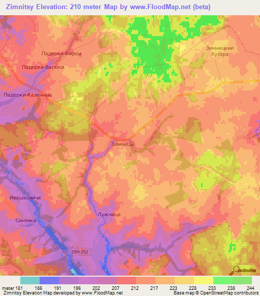 Zimnitsy,Russia Elevation Map