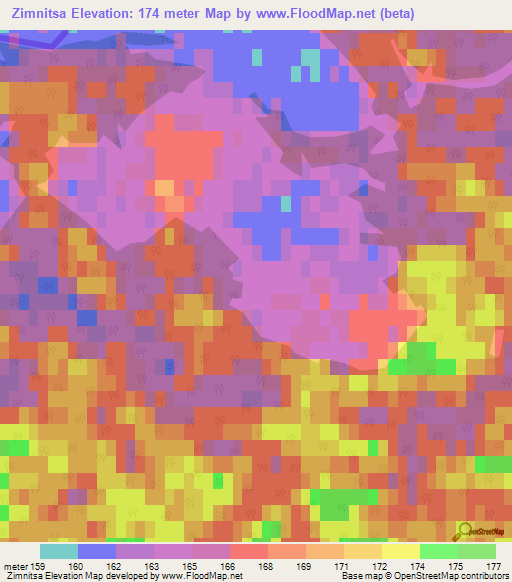 Zimnitsa,Russia Elevation Map