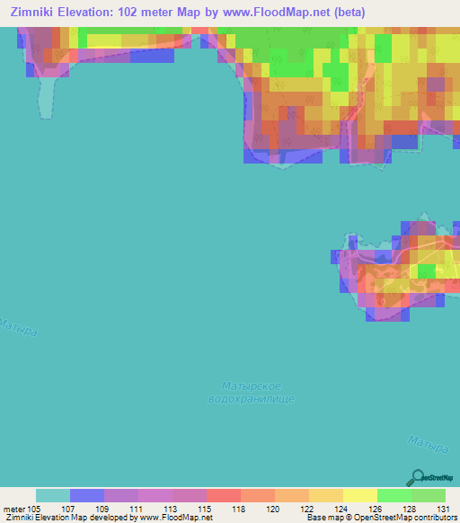 Zimniki,Russia Elevation Map