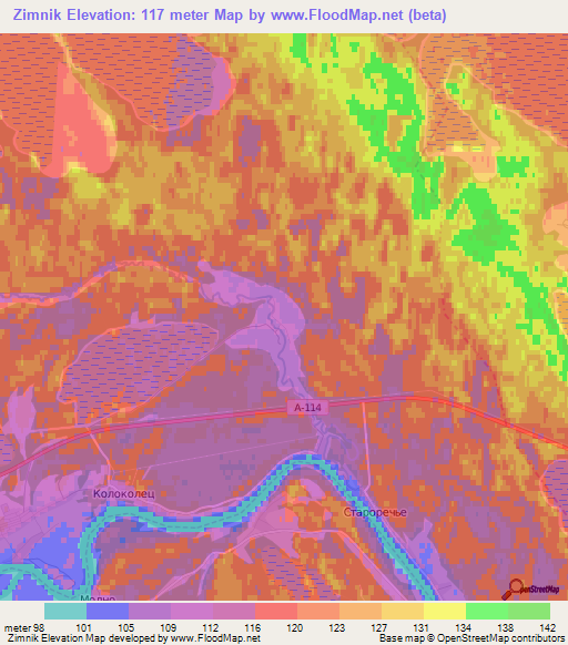 Zimnik,Russia Elevation Map