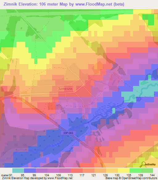 Zimnik,Russia Elevation Map