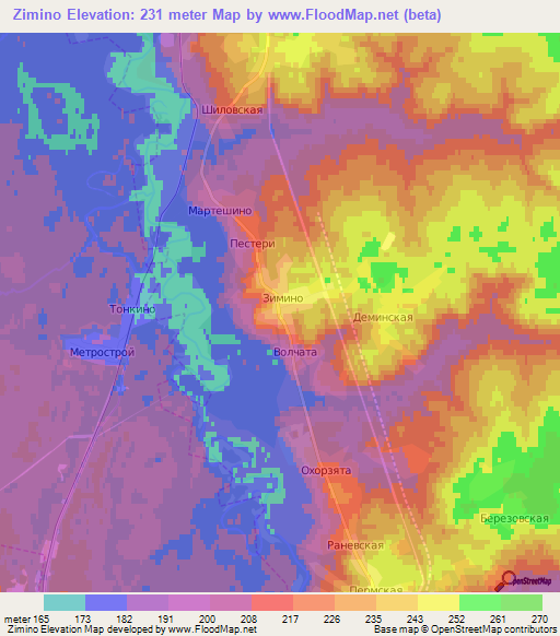 Zimino,Russia Elevation Map