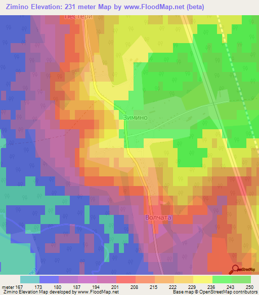 Zimino,Russia Elevation Map