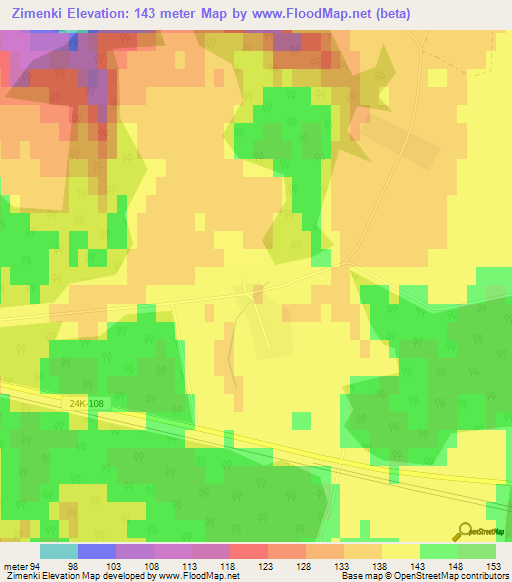 Zimenki,Russia Elevation Map