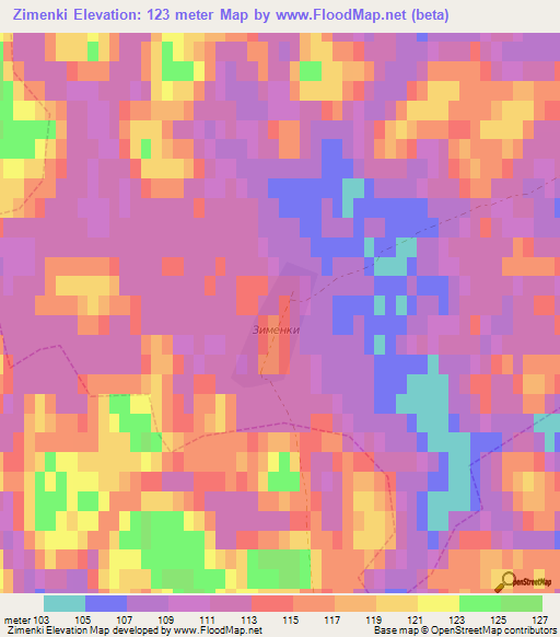 Zimenki,Russia Elevation Map