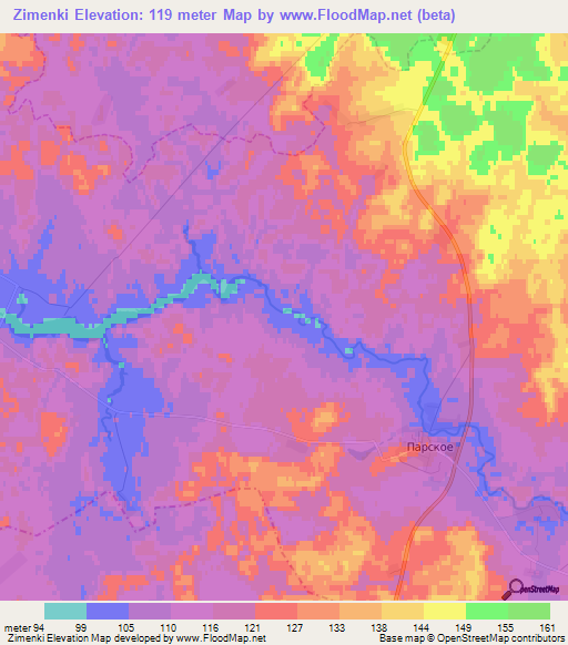 Zimenki,Russia Elevation Map