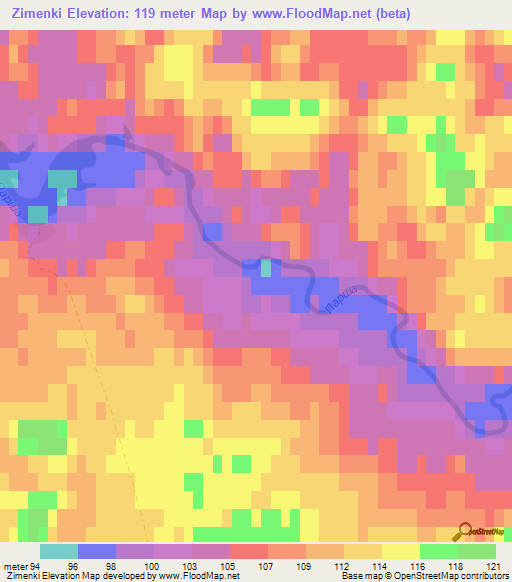 Zimenki,Russia Elevation Map