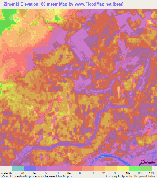 Zimenki,Russia Elevation Map