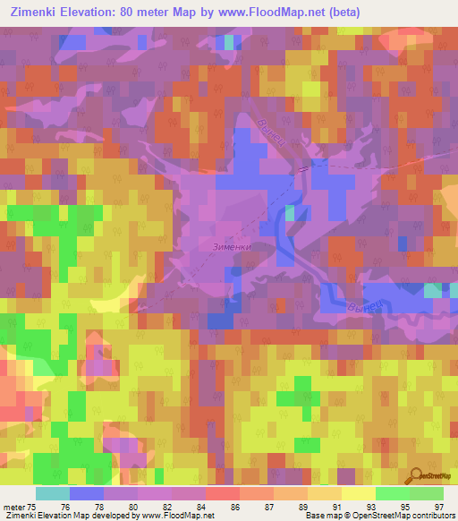 Zimenki,Russia Elevation Map