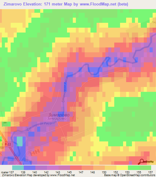 Zimarovo,Russia Elevation Map