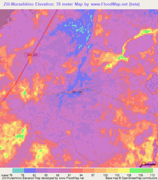 Zili-Murashkino,Russia Elevation Map