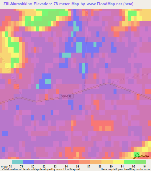 Zili-Murashkino,Russia Elevation Map