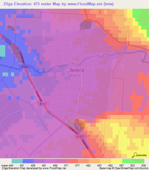 Zilga,Russia Elevation Map