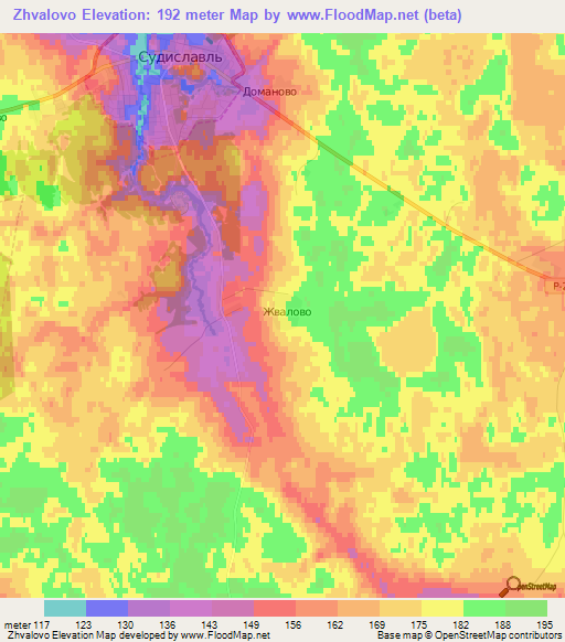 Zhvalovo,Russia Elevation Map