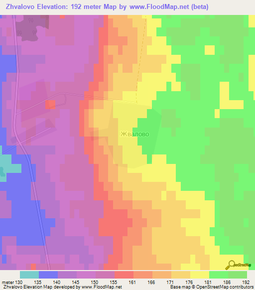 Zhvalovo,Russia Elevation Map