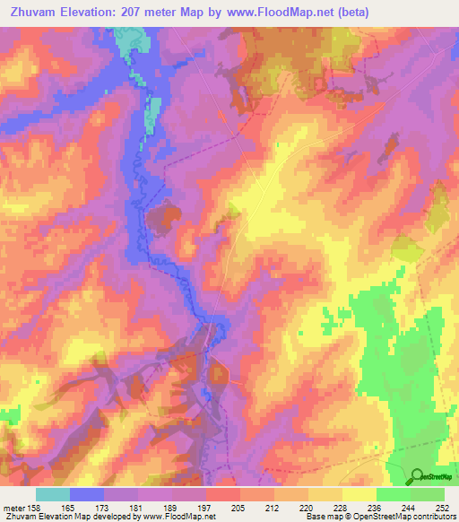 Zhuvam,Russia Elevation Map