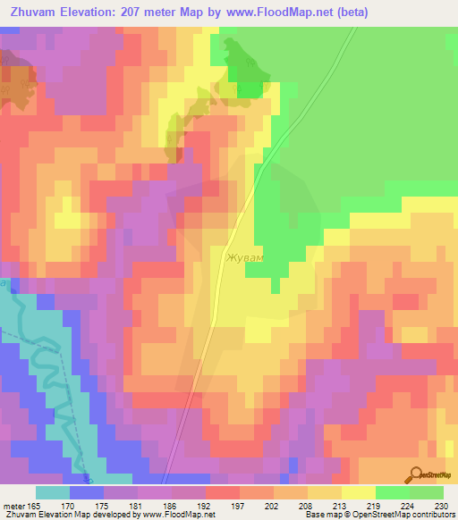 Zhuvam,Russia Elevation Map